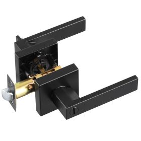 Privacy Door Handle 1 PC Matte Black Square Door Lever Interior Reversible Lever