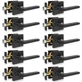 Privacy Door Handle 10 PCS Matte Black Square Door Lever Interior Reversible