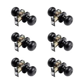 Round Privacy Door Knobs for Bedroom Bathroom Matte Black 6 Pack Keyless