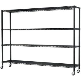 4-Tier, Adjustable Tier Spacing, Wheeled Display Stand, Iron, 150*45*169cm, Powder-Coated Black