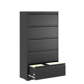5 Drawer Metal Lateral File Cabinet , Black Filing Cabinet with Lock, Lockable File Cabinet for Home Office (Color: as Pic)
